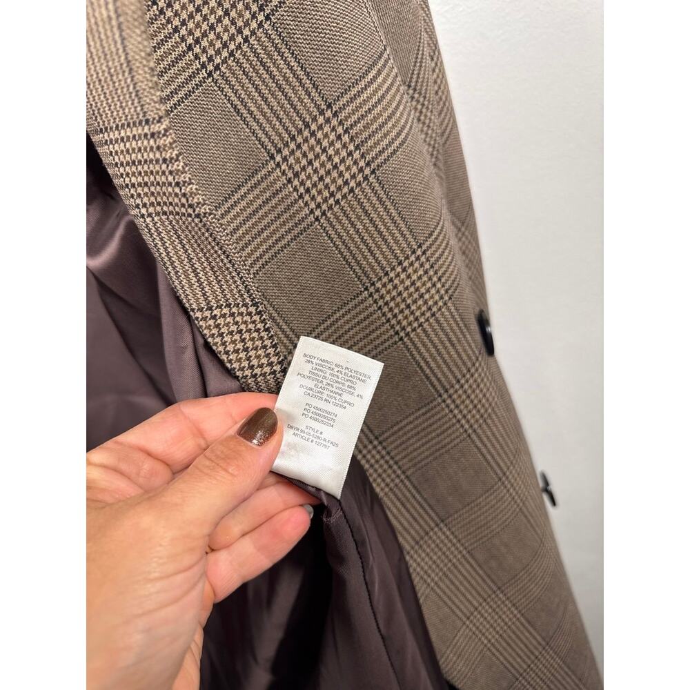 Aritzia The Slouch Brown Plaid Double-Breasted Long Coat- Sm NWT - Picture 7 of 10